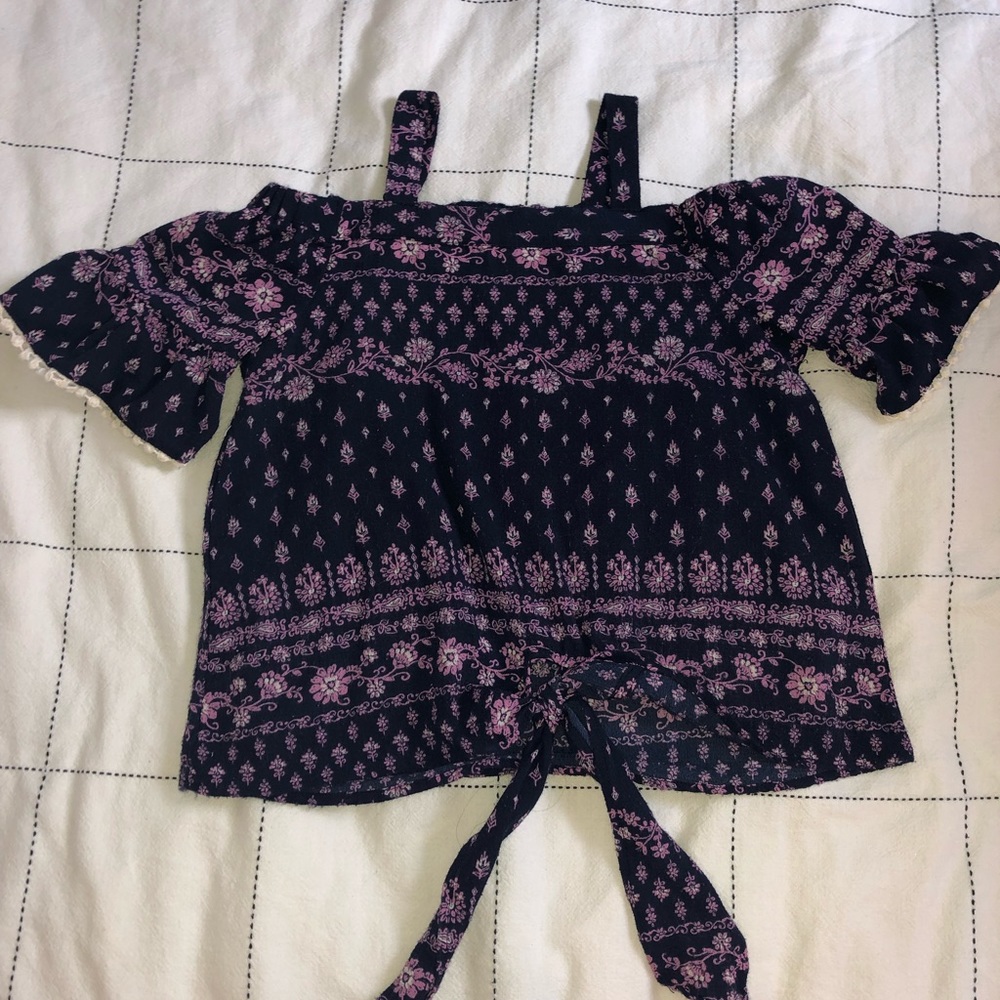 Purple floral off the shoulder blouse